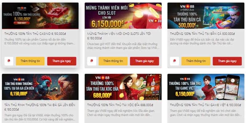 Nhiều ưu đãi hấp dẫn tại sảnh Casino Vn88